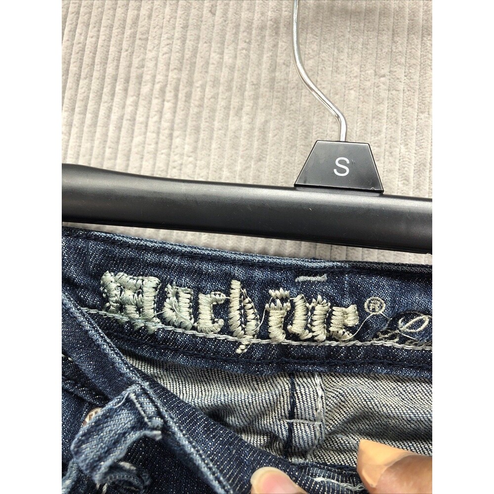 Machine Juniors Jeggings Size 9 Factory Destroyed Dark Wash - Picture 8 of 16